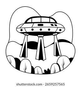 Uma ilustração de estilo de glifo de uma nave alienígena 