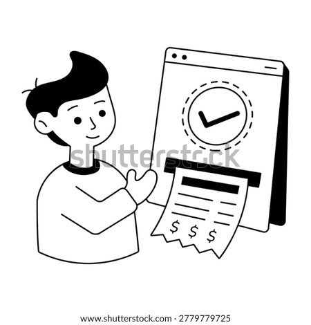 glyph style illustration of a completed payment confirmation