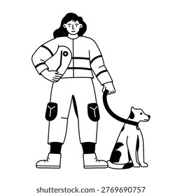 Glyph style illustration denoting a character rescuing pet
