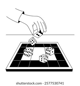 A glyph style illustration of dice trick 