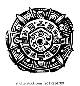 A glyph style illustration of a maya calendar 