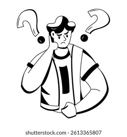 A glyph style illustration of perplexed character 
