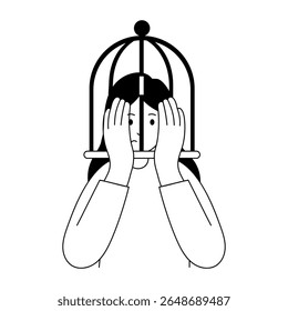 Uma ilustração de estilo de glifo mostrando a caixa de pensamento 
