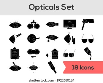 Glyph Style Opticals Set On White Background.