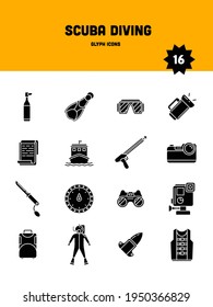 Juego de iconos de buceo de estilo glifo Scuba.