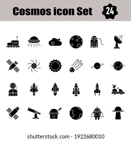 Glyph Style Set of Cosmos Icon In Flat Style.