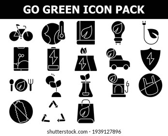 Glyph Style Set Of Go Green Icon Or Symbol.