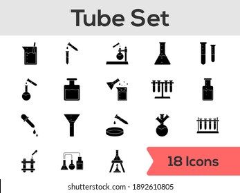 Glyph Style Set Of Lab Tube Icon On White Background.