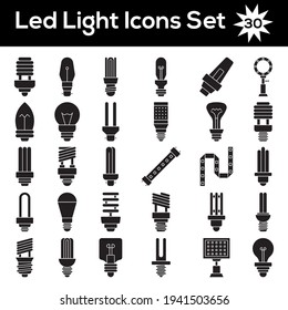 Glyph Style Set Of LED Light Icon Or Symbol.
