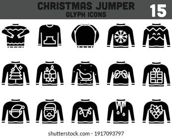 Glyph Style Set of Sweater Icon In Flat Style.