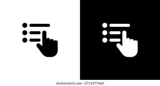 Glyph Style Simple List Option with Hand Cursor Icon Element Design