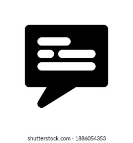 Icono de burbuja de voz de estilo de glifo utilizado a menudo como interfaz de usuario y experiencia de usuario en el desarrollo de sitios web y aplicaciones. El vector es modificable.