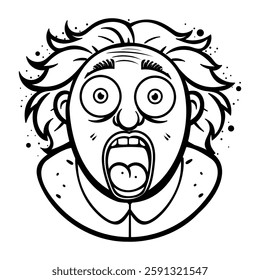A glyph style sticker of an afraid man 