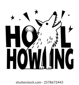 A glyph style sticker of howling wolf 

