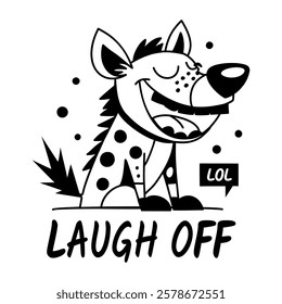 A glyph style sticker of laugh off hyena 

