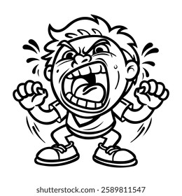 A glyph style sticker of a screaming boy 