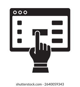 Glyph style vector icon representing prioritizing clicks in financial strategy and business planning.