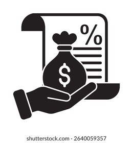 Glyph style vector icon representing personal loans in financial strategy and business planning.