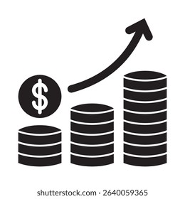 Glyph style vector icon representing equity markets in financial strategy and business planning.