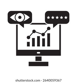 Glyph style vector icon representing impressions rate in financial strategy and business planning.