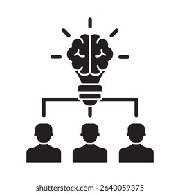 Glyph style vector icon representing brainstorming in financial strategy and business planning.