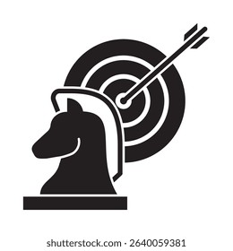 Glyph style vector icon representing goal strategy in financial strategy and business planning.