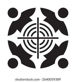 Glyph style vector icon representing focus in financial strategy and business planning.
