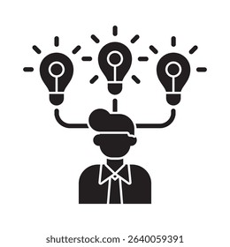 Glyph style vector icon representing rich ideas in financial strategy and business planning.