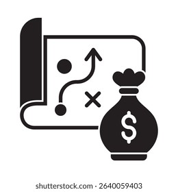 Glyph style vector icon representing financial tactic in financial strategy and business planning.