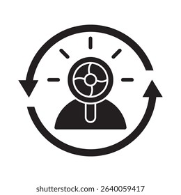 Glyph style vector icon representing remarketing in financial strategy and business planning.