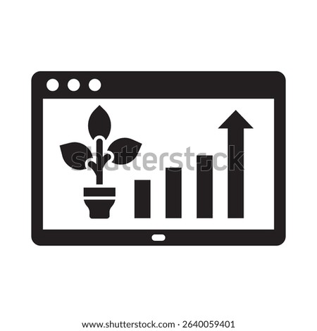 Glyph style vector icon representing organic reach in financial strategy and business planning.