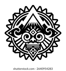 Glyph tattoo icon of taino sacred mountain