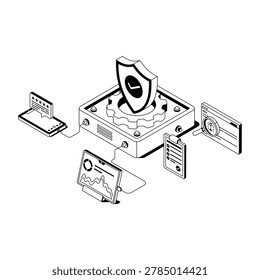 Glyph testing platform with shield, checklist, and devices.
