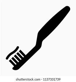 Glyph tooth brush vector icon
