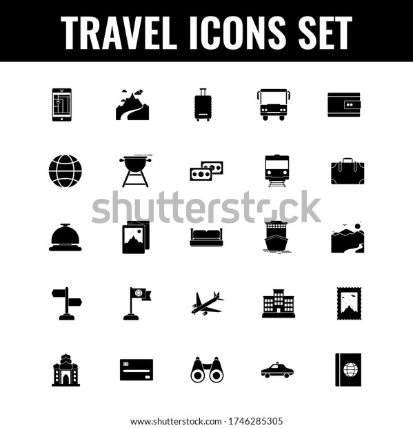Glyph Travel Icon Set in\
Flat style.