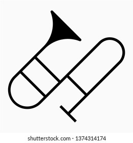 Glyph trombone vector icon
