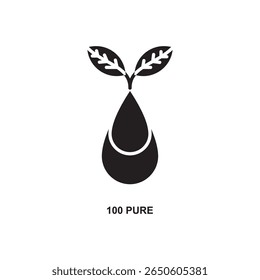 Glyph vector of 100 pure, representing environmental awareness, recycling, and sustainability in clean design.