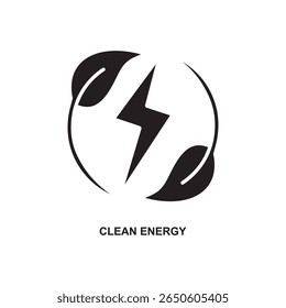 Glyph vector of clean energy, representing environmental awareness, recycling, and sustainability in clean design.