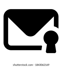 Glyph vector design of locked mail icon, filled vector of keyhole with mail envelope 