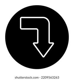 Glyph vector design of turn down arrow