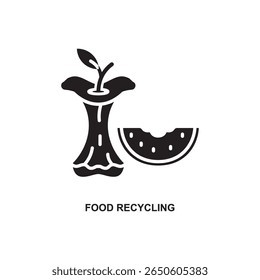 Glyph vector of food recycling, representing environmental awareness, recycling, and sustainability in clean design.