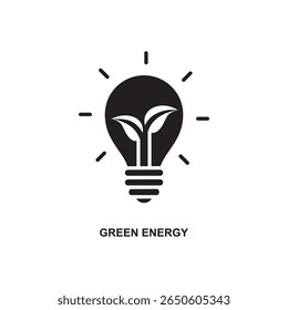 Glifo Vector de energía verde, que representa la conciencia ambiental, el reciclaje y la sostenibilidad en el diseño limpio.