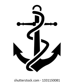 Glyph vector icon of anchor.