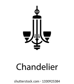 Glyph vector icon of chandelier.