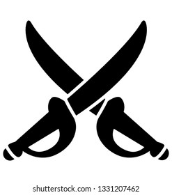 Glyph vector icon of crossed sword.