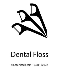 Glyph vector icon of dental floss.