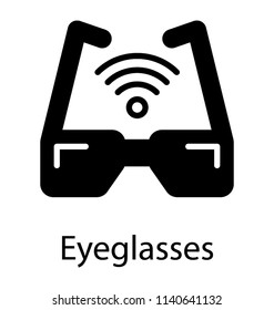 glyph vector icon design of smart glasses symbolic of virtual reality environment