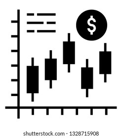 Glyph vector icon of financial graph.