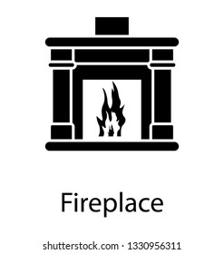 Glyph vector icon of fireplace.