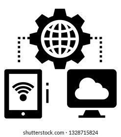 Glyph vector icon of global network.